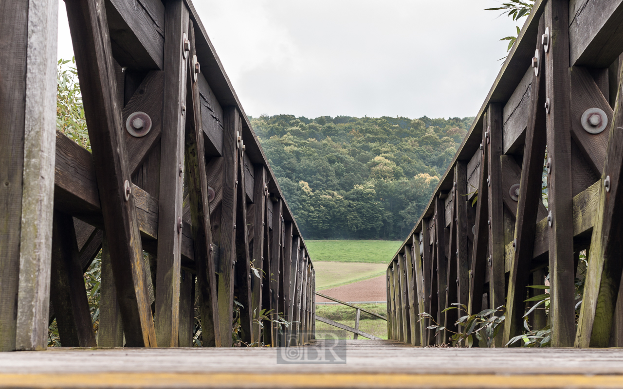 Eine Holzbrücke an der ICE-Strecke