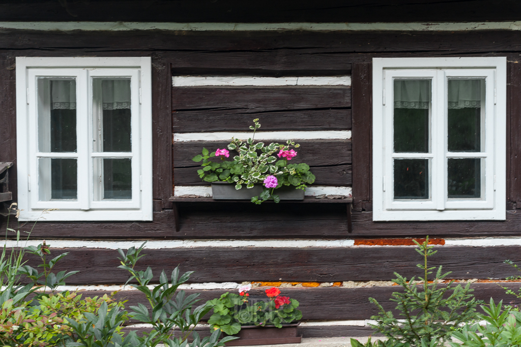 Typische ländliche Architektur im Adlergebirge (Orlicke Hory)