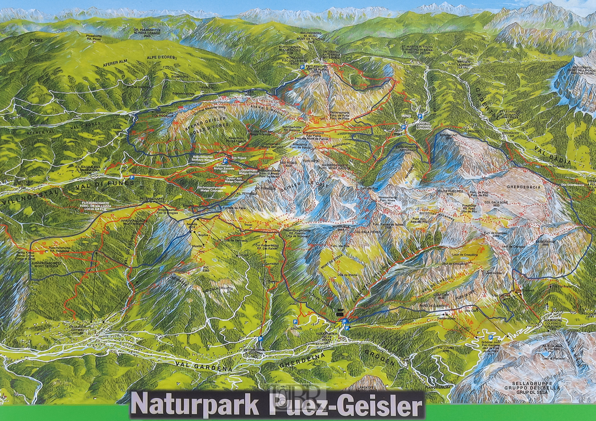 Karte Naturpark Puez-Geisler